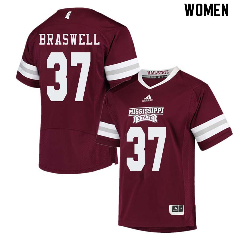 Women #37 Trey Braswell Mississippi State Bulldogs College Football Jerseys Sale-Maroon